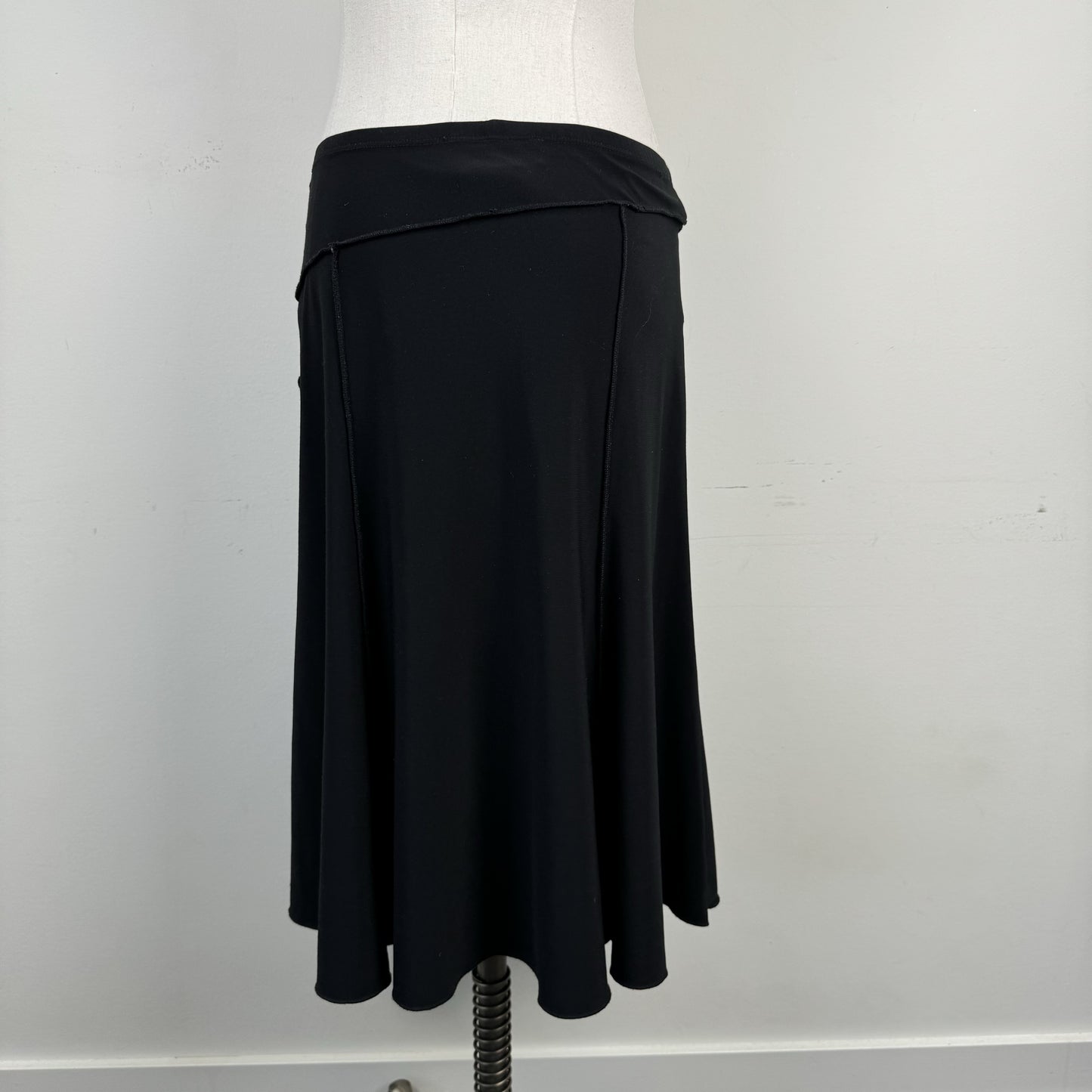 Vintage Black Contrast Stitch Flared Midi Skirt – view 4
