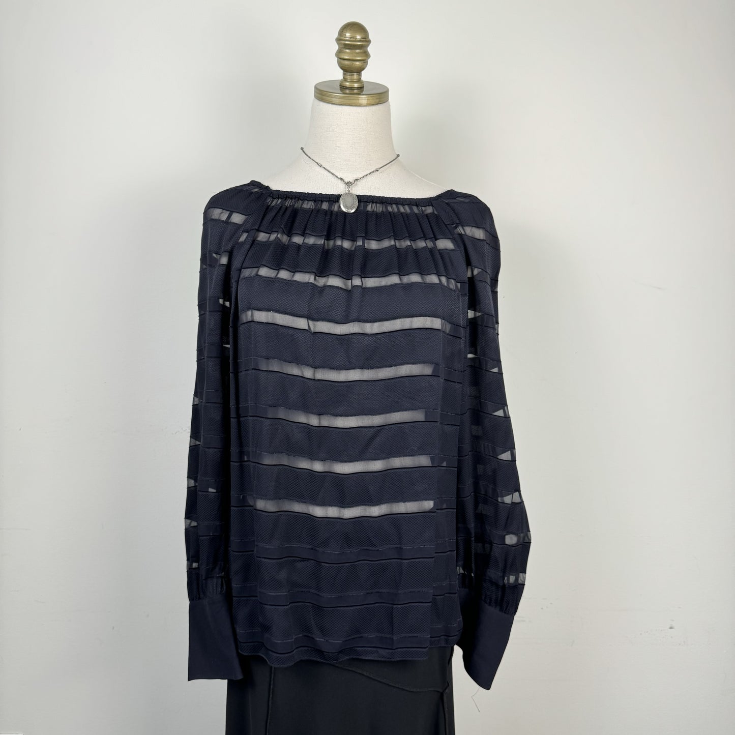 Black Chiffon Boat Neck Blouse – view 3