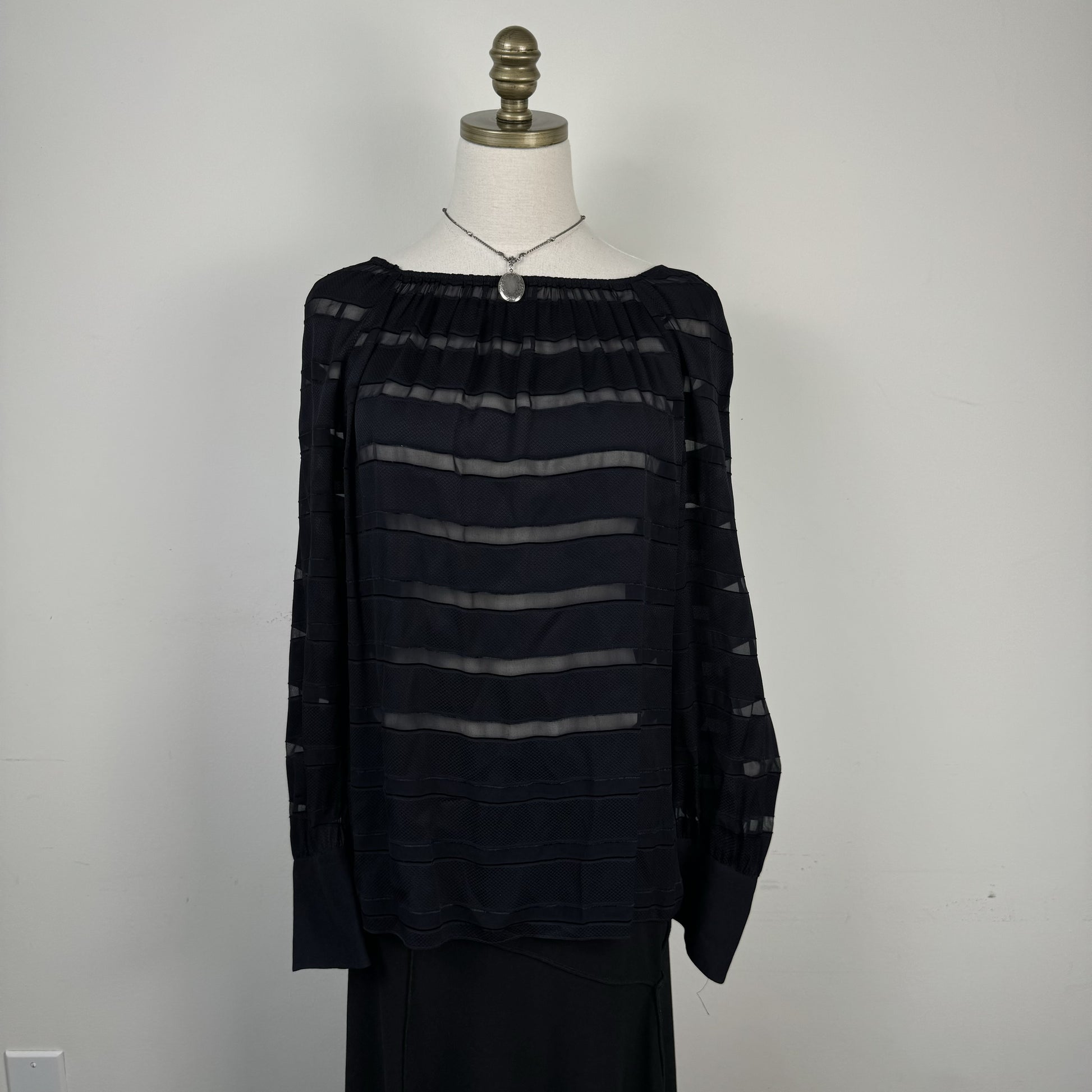 Black Chiffon Boat Neck Blouse – view 4
