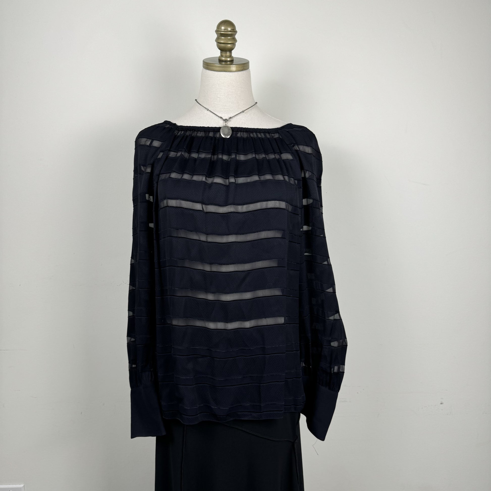 Black Chiffon Boat Neck Blouse – view 1