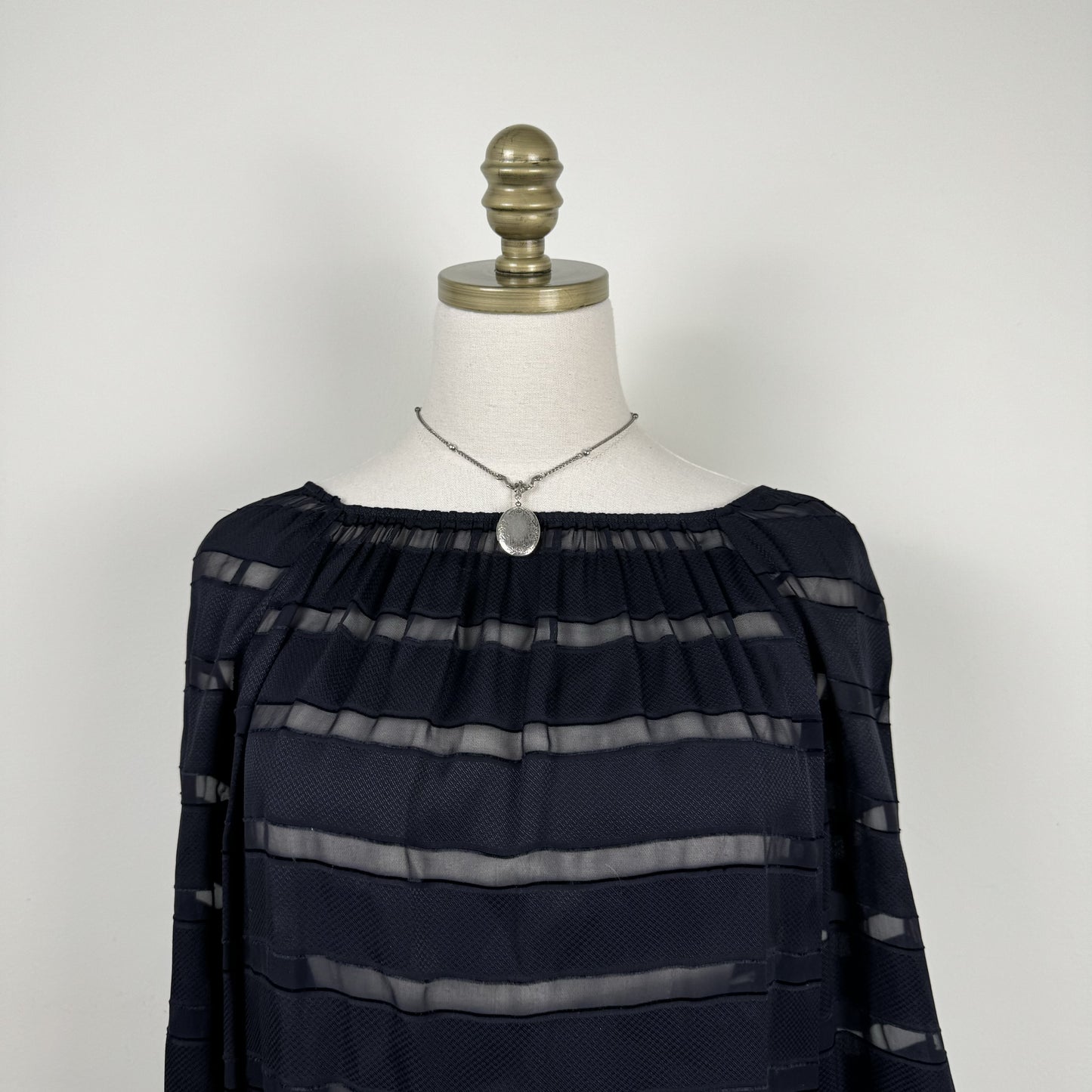 Black Chiffon Boat Neck Blouse – view 5