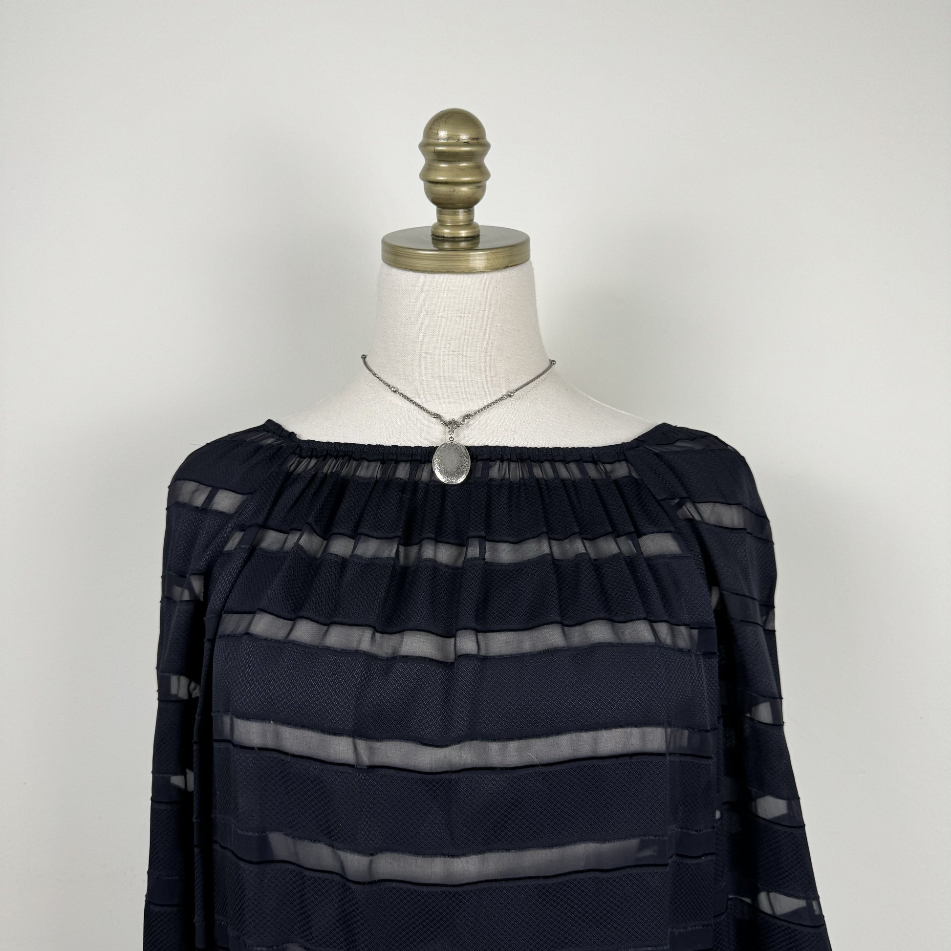 Black Chiffon Boat Neck Blouse – view 5
