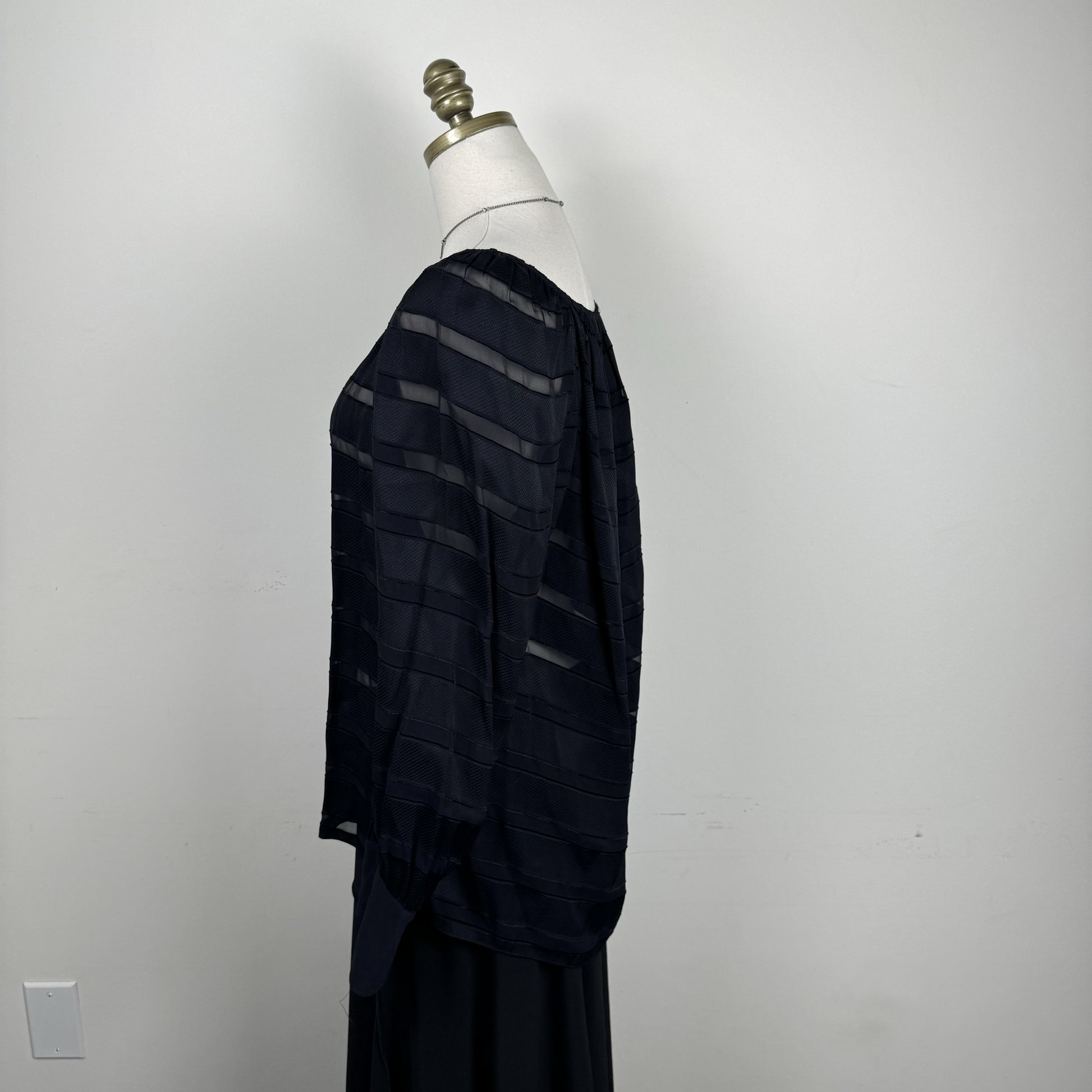 Black Chiffon Boat Neck Blouse – view 6