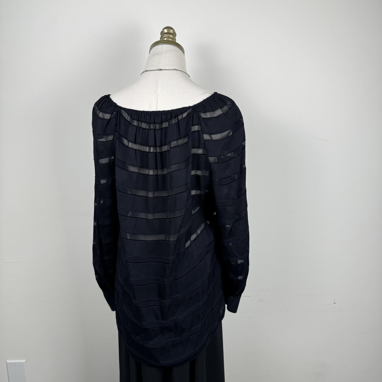 Black Chiffon Boat Neck Blouse – view 7