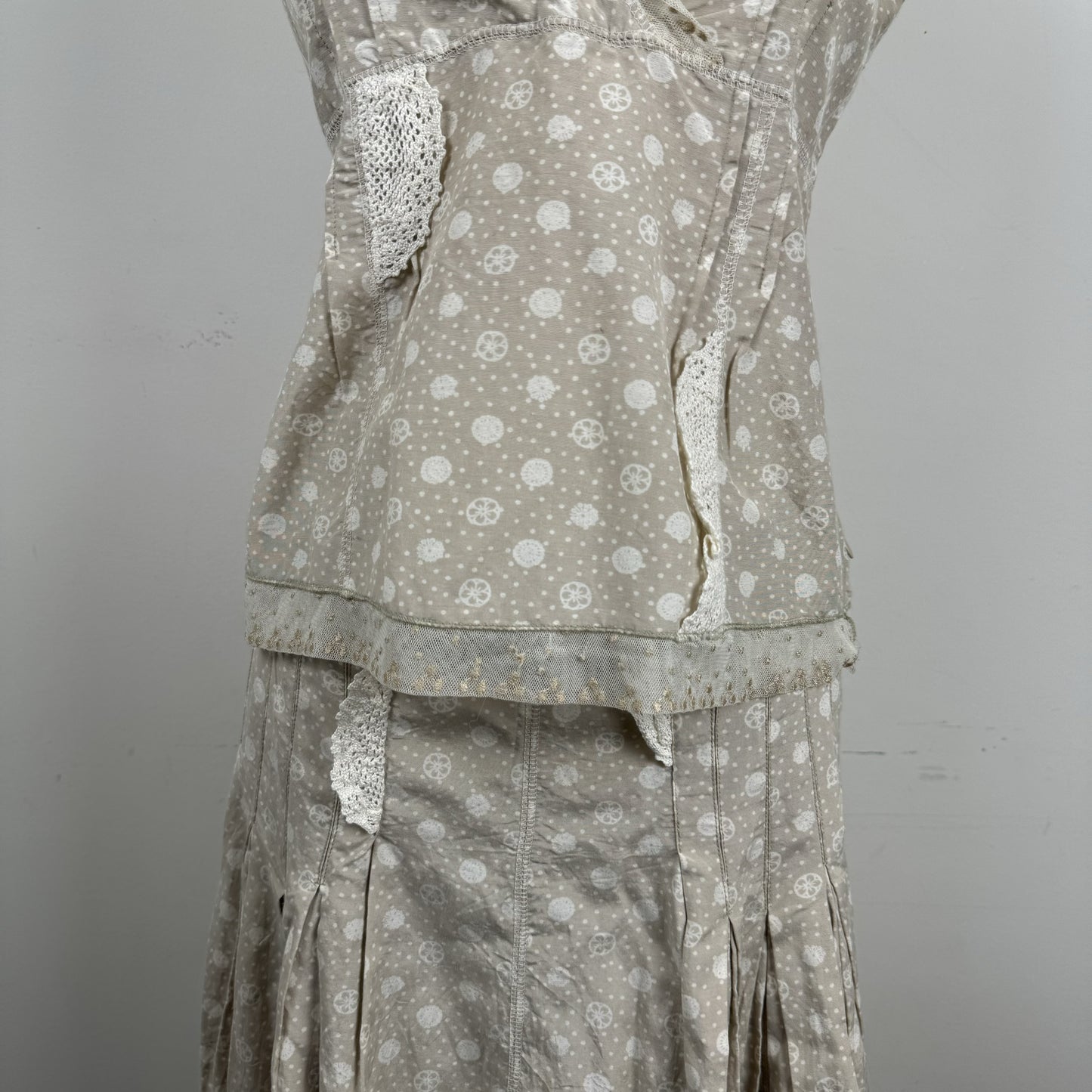 Beige Linen Crochet Mesh Babydoll Cami – view 5