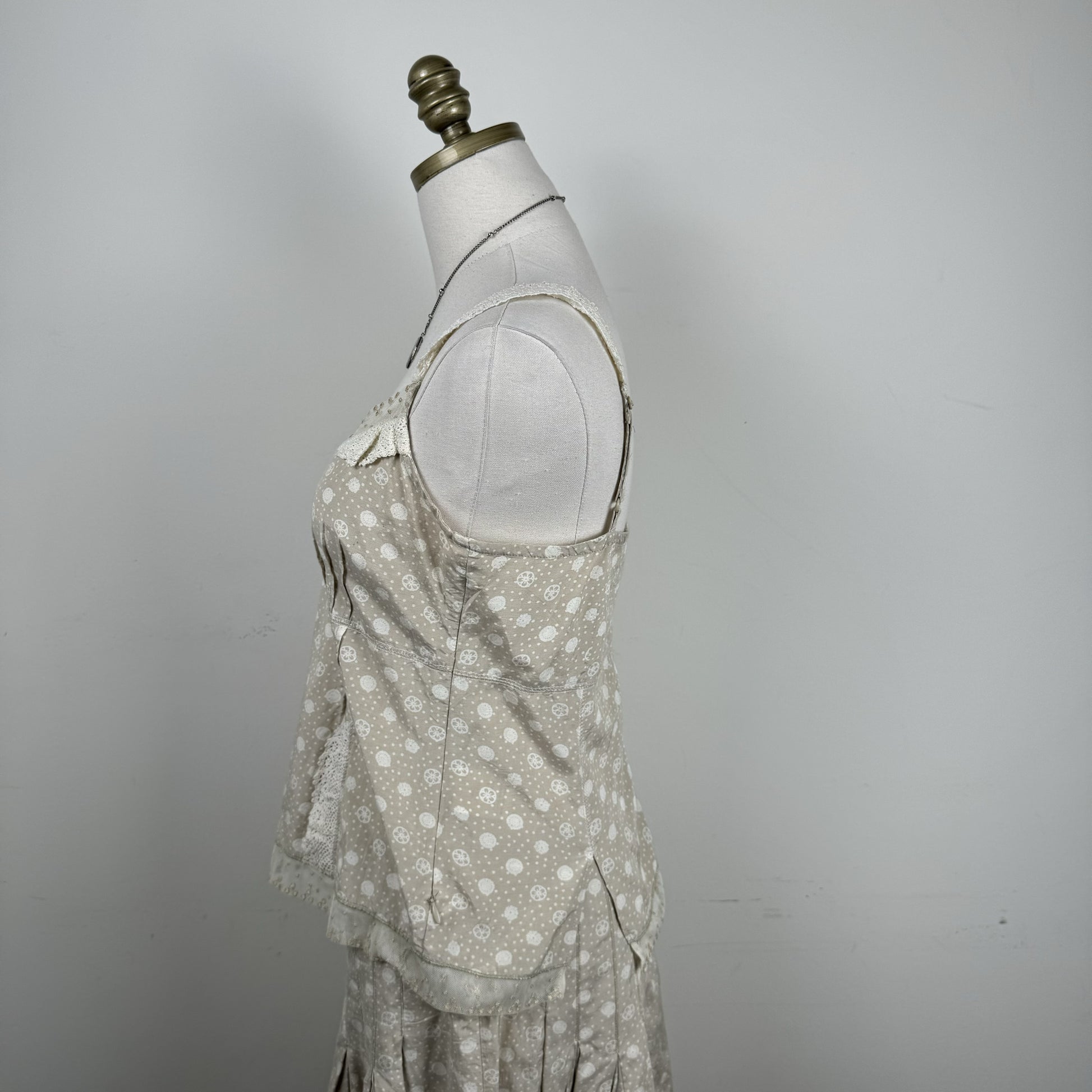 Beige Linen Crochet Mesh Babydoll Cami – view 6
