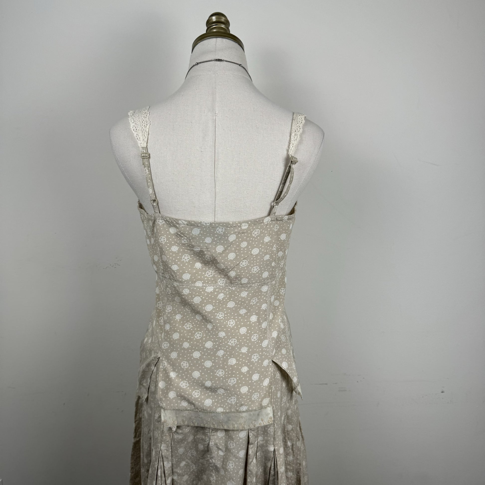 Beige Linen Crochet Mesh Babydoll Cami – view 7
