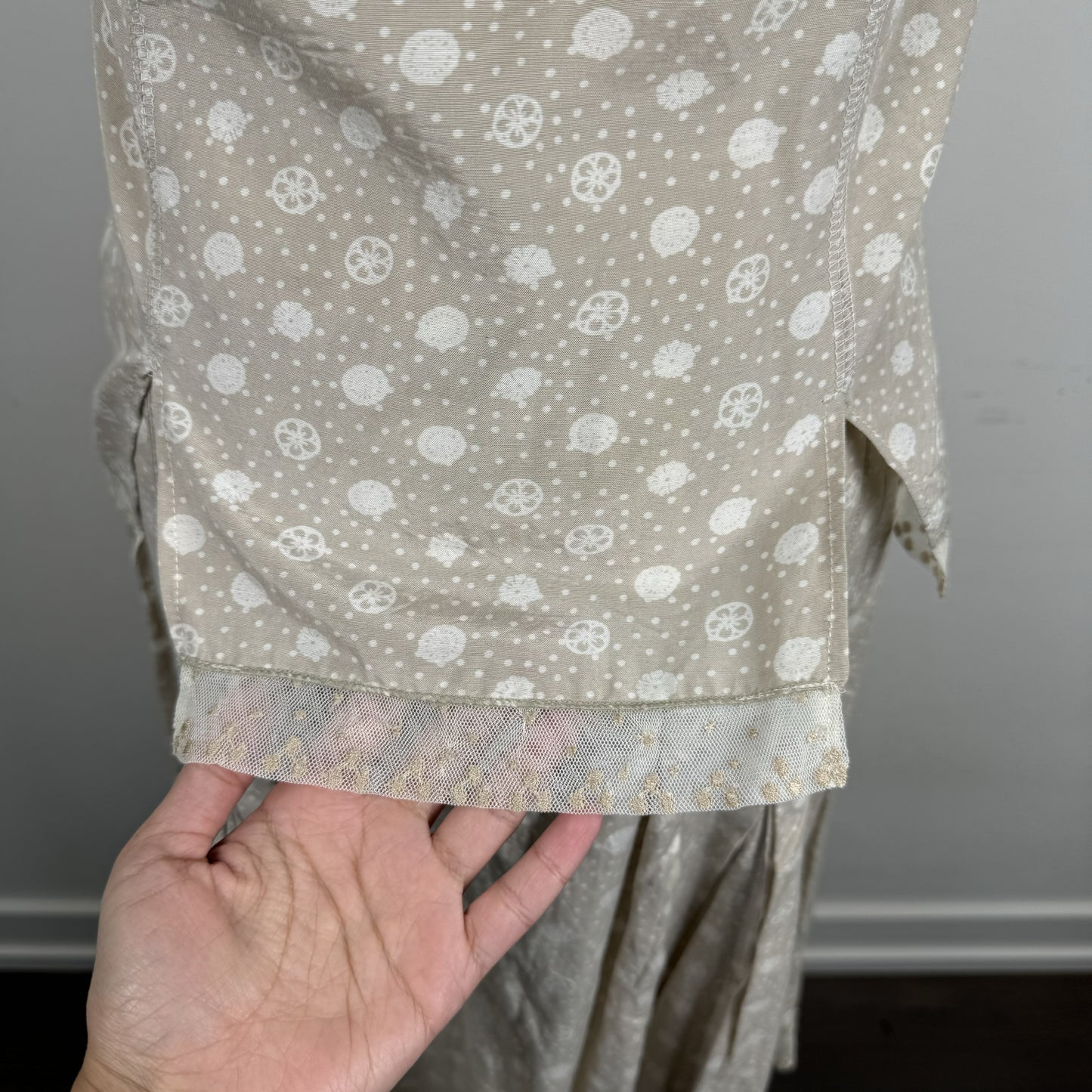 Beige Linen Crochet Mesh Babydoll Cami – view 8