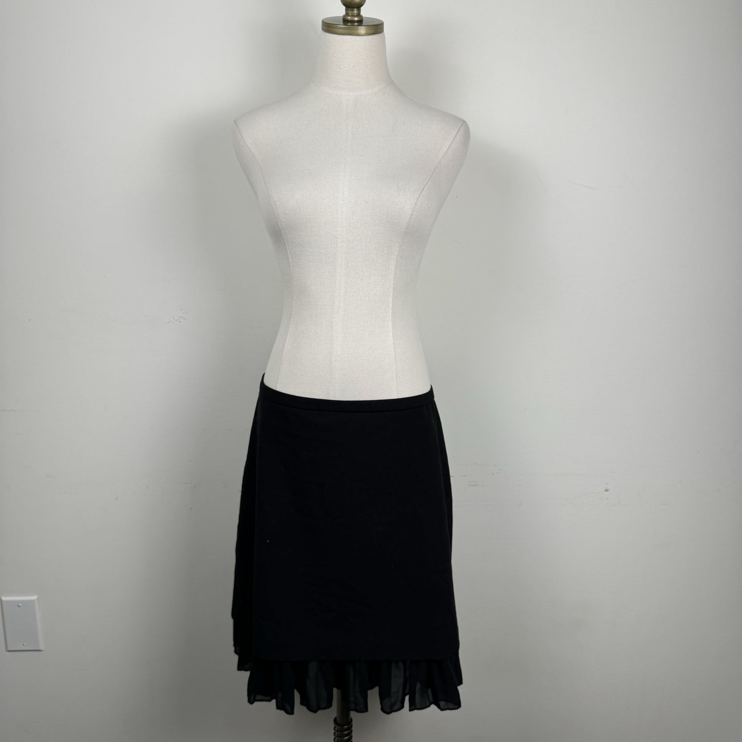 Black Chiffon Ruffled Hem Midi Skirt – view 1