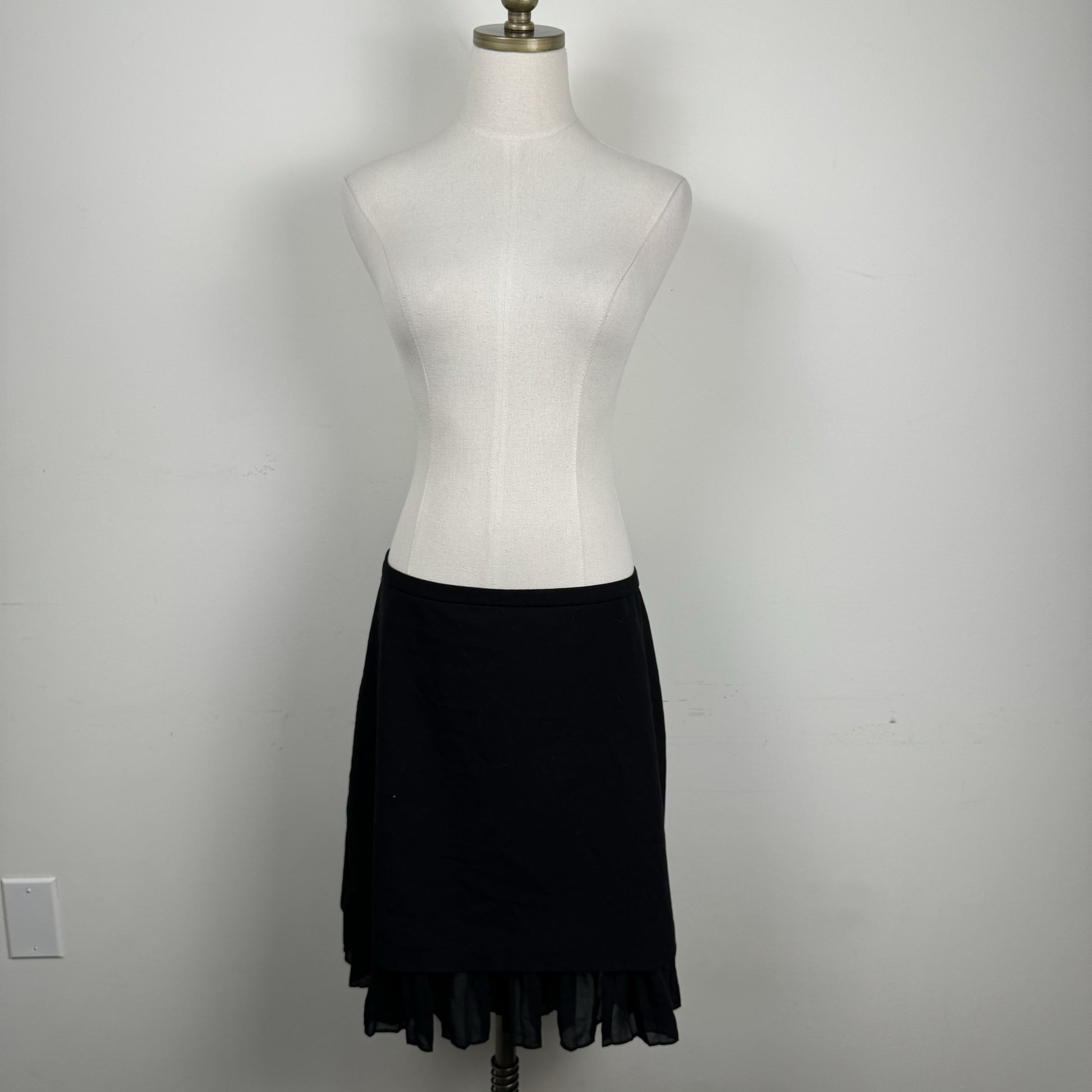 Black Chiffon Ruffled Hem Midi Skirt – view 1