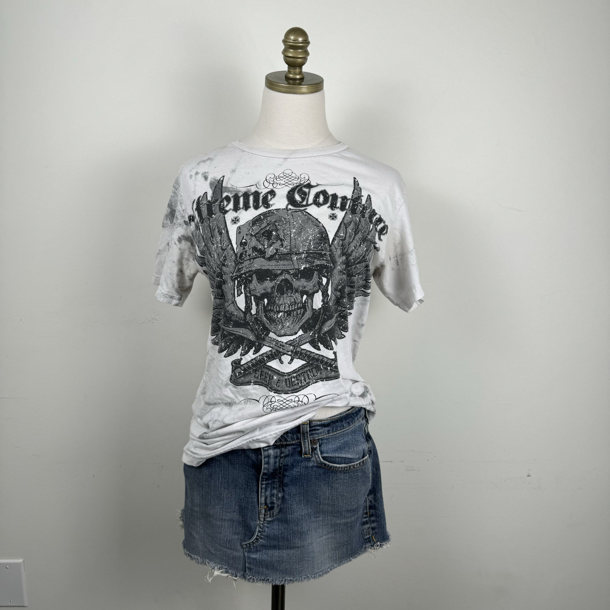 Xtreme Couture Y2K White Skull Graphic Tee – view 3