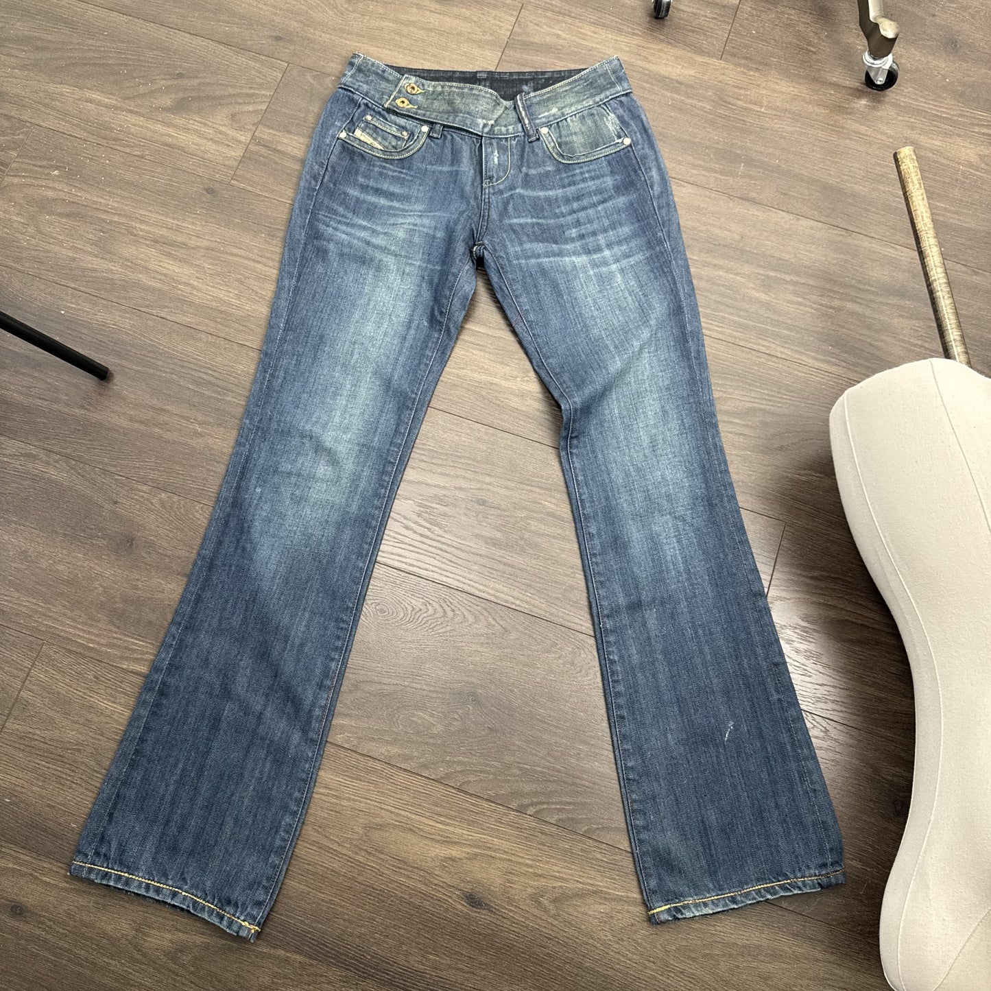 Diesel Faded Mud Blue Low Rise Bootcut Jeans – view 6