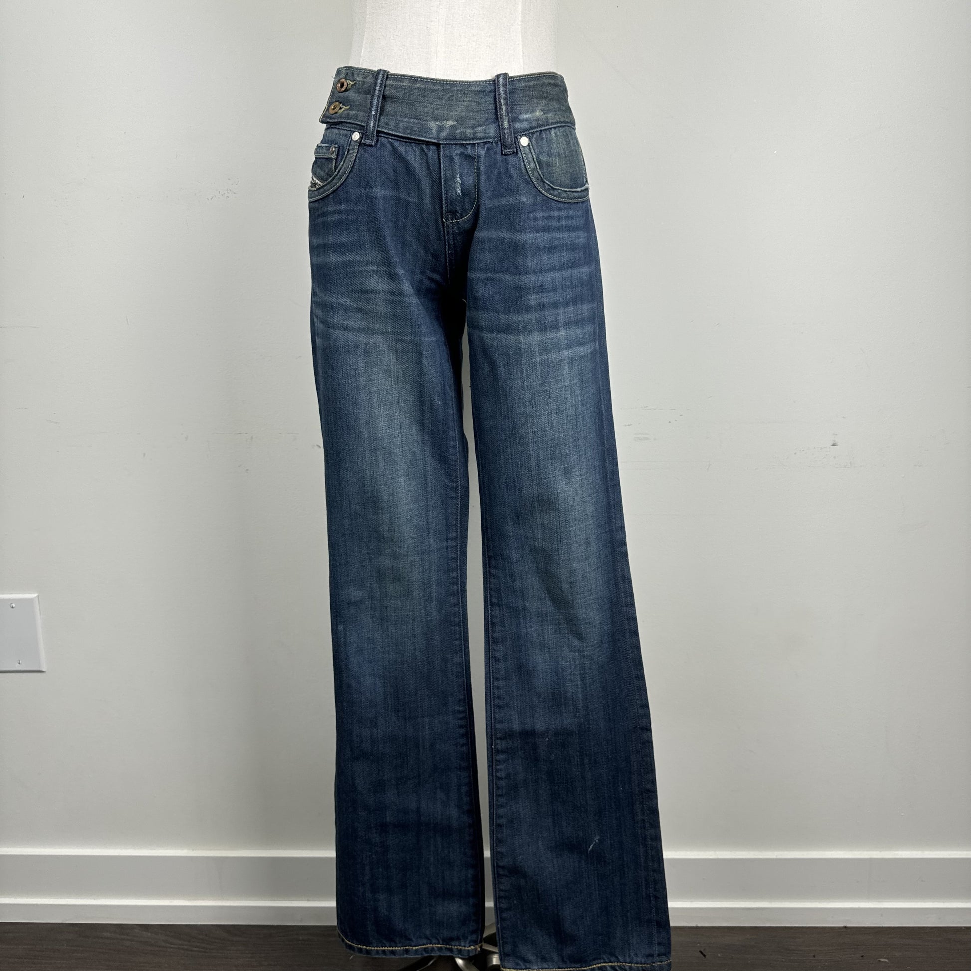 Diesel Faded Mud Blue Low Rise Bootcut Jeans – view 1