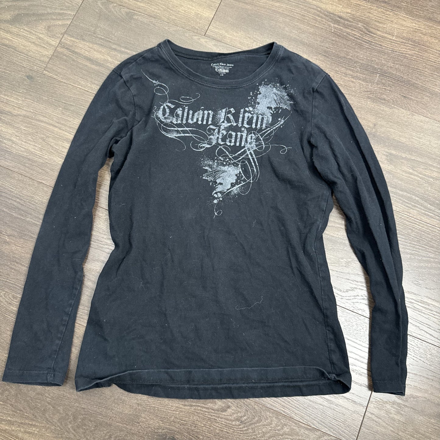 Calvin Klein Y2K Black Tattoo Print Long Sleeve Top – view 6