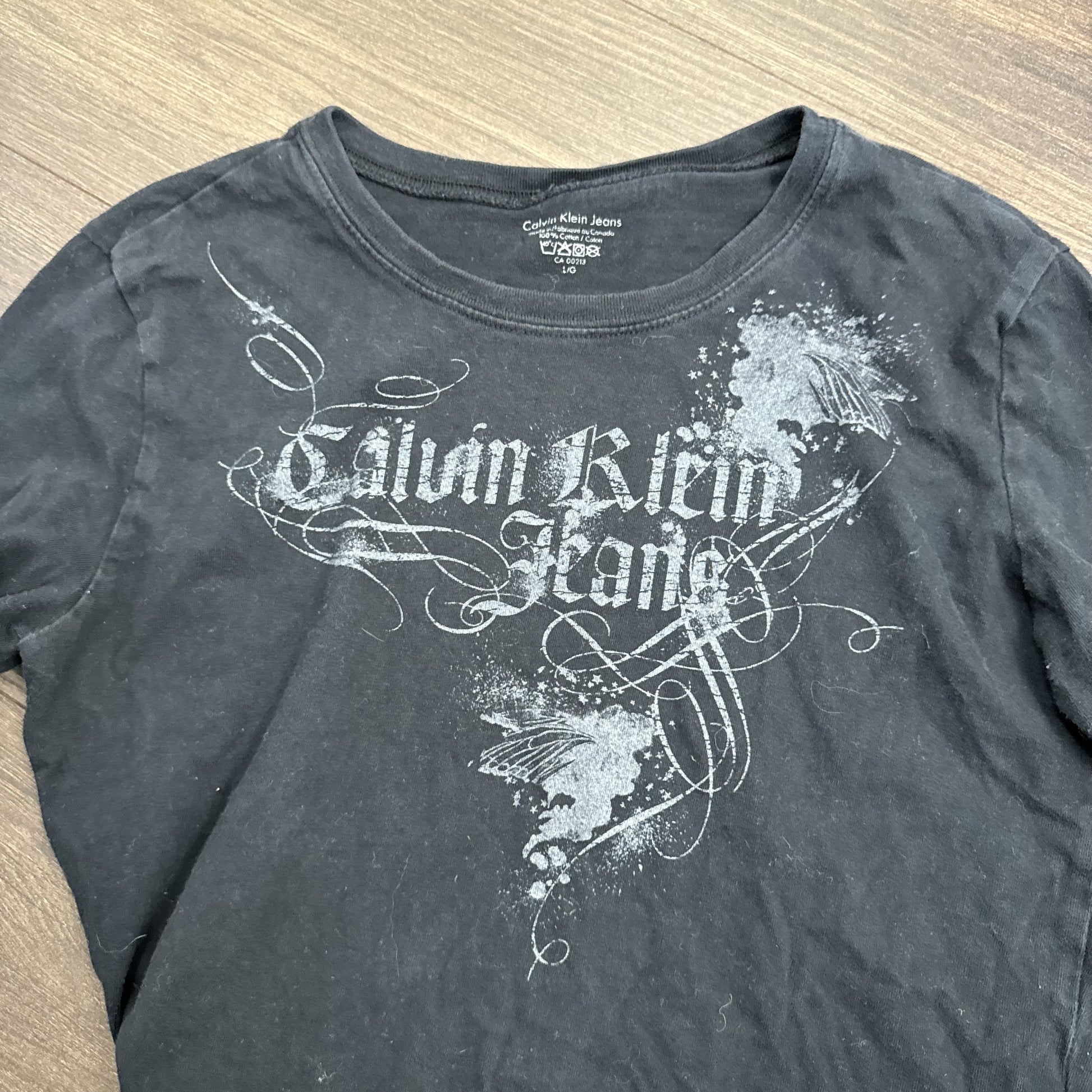 Calvin Klein Y2K Black Tattoo Print Long Sleeve Top – view 8