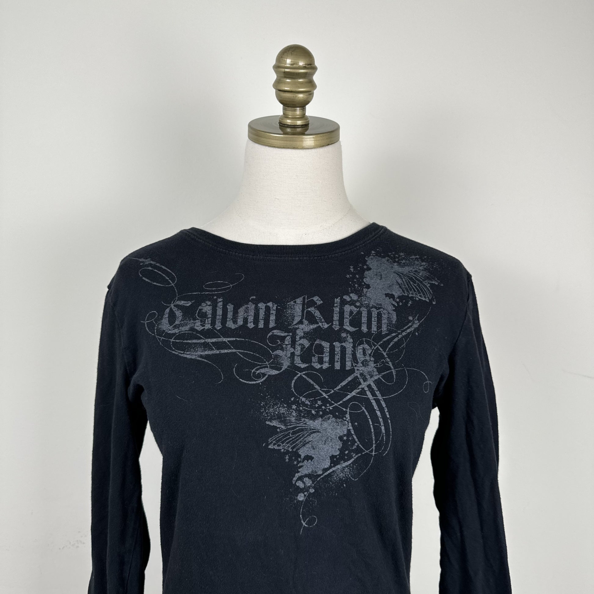 Calvin Klein Y2K Black Tattoo Print Long Sleeve Top – view 3