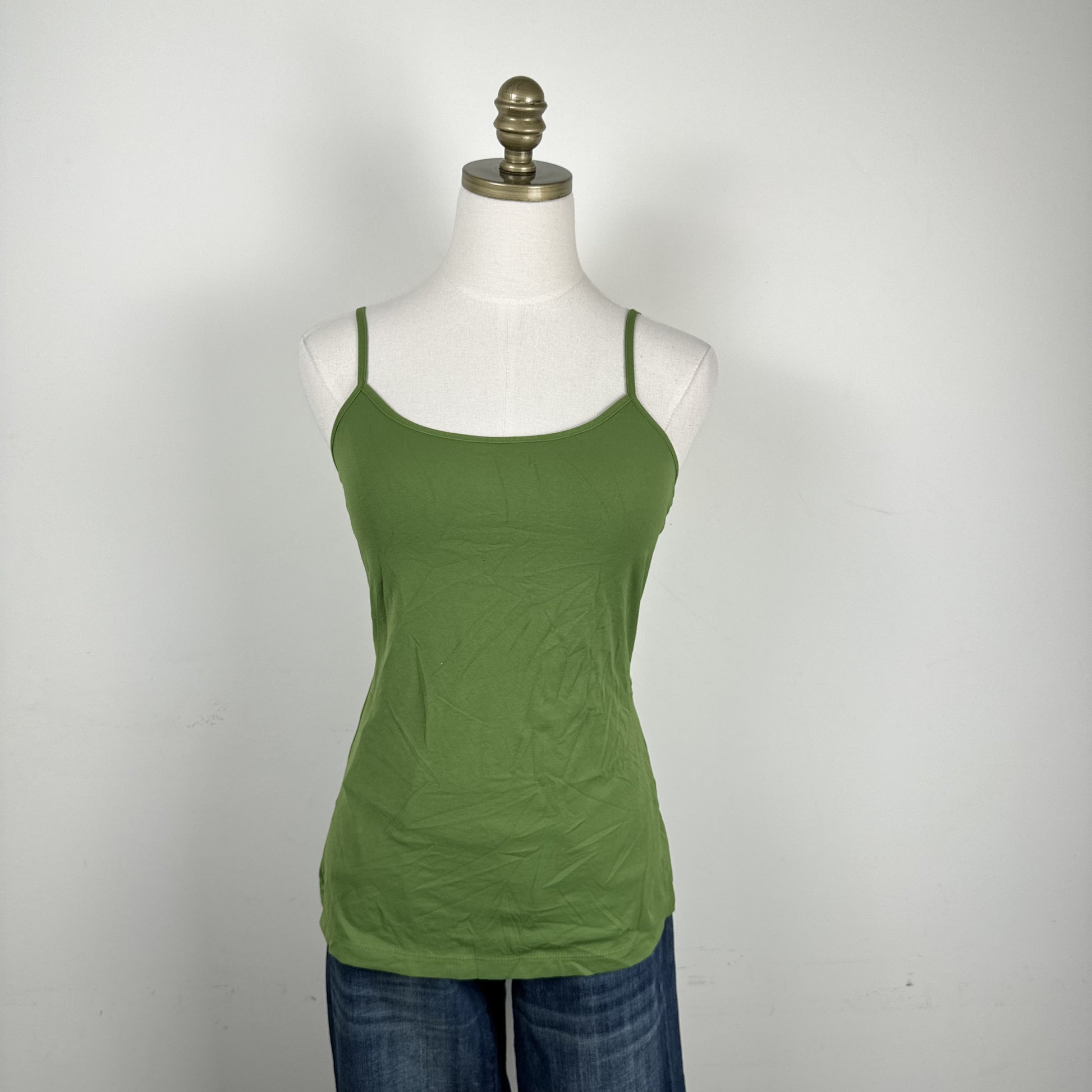 Green Fitted Tank Camisole with Built In Bralette – view 1