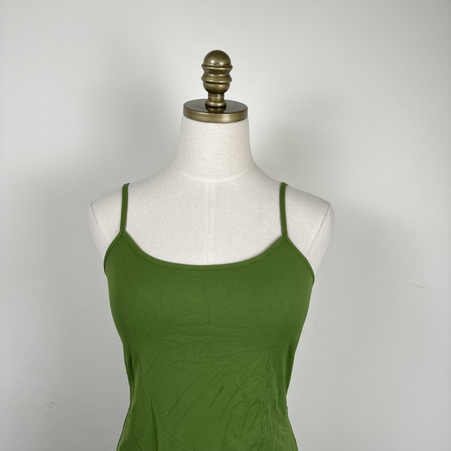 Green Fitted Tank Camisole with Built In Bralette – view 2