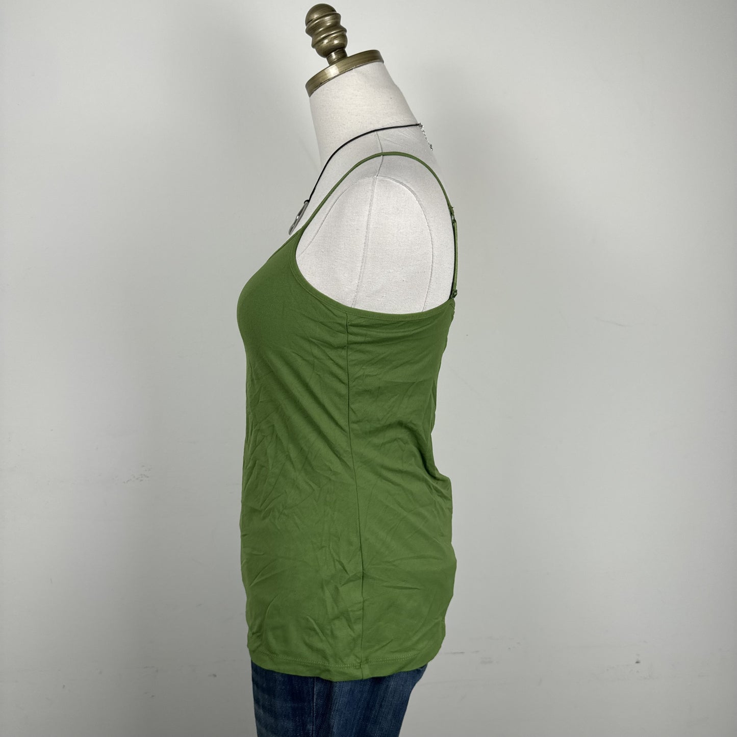Green Fitted Tank Camisole with Built In Bralette – view 3