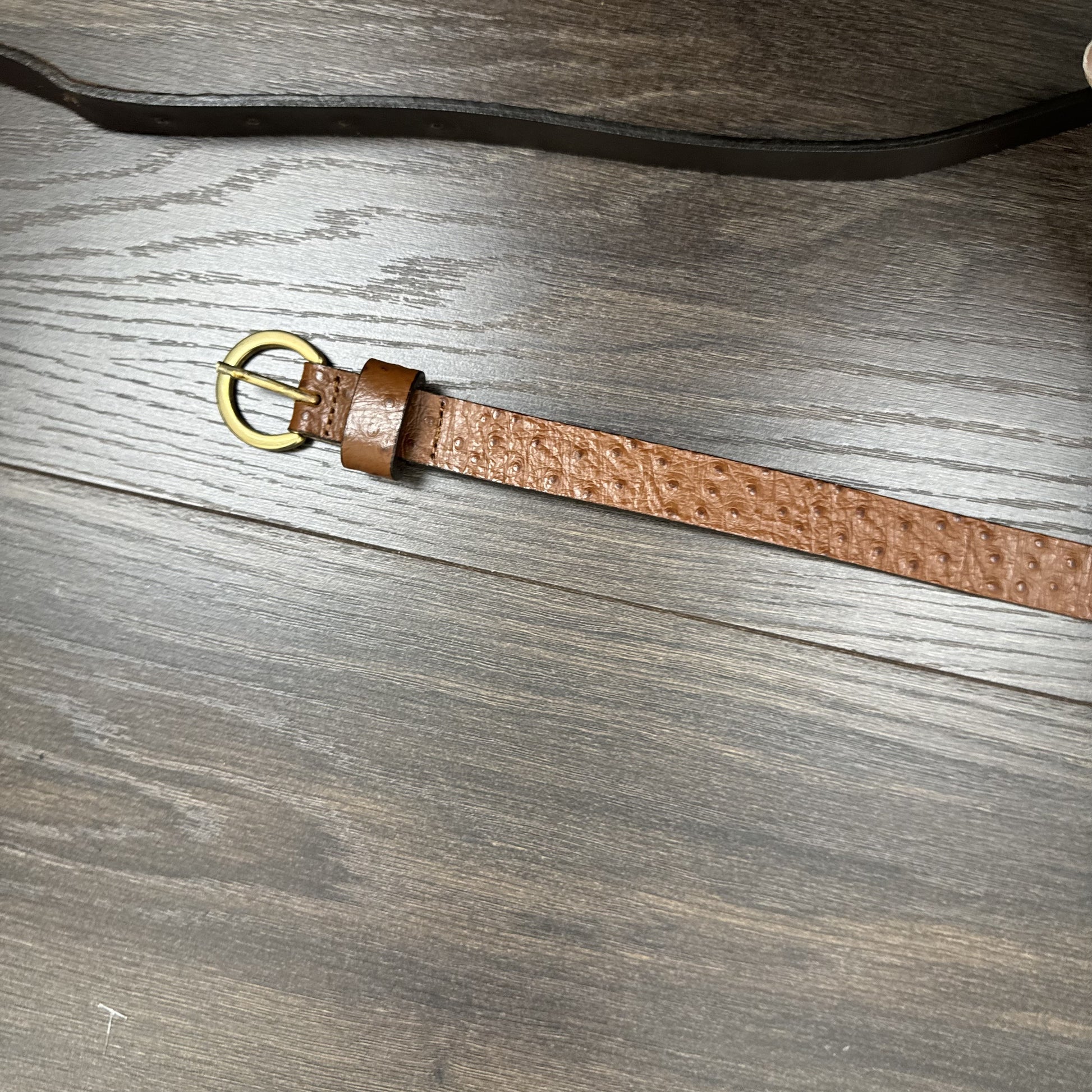 Brown Thin Leather Gold Buckle Belt – view 6