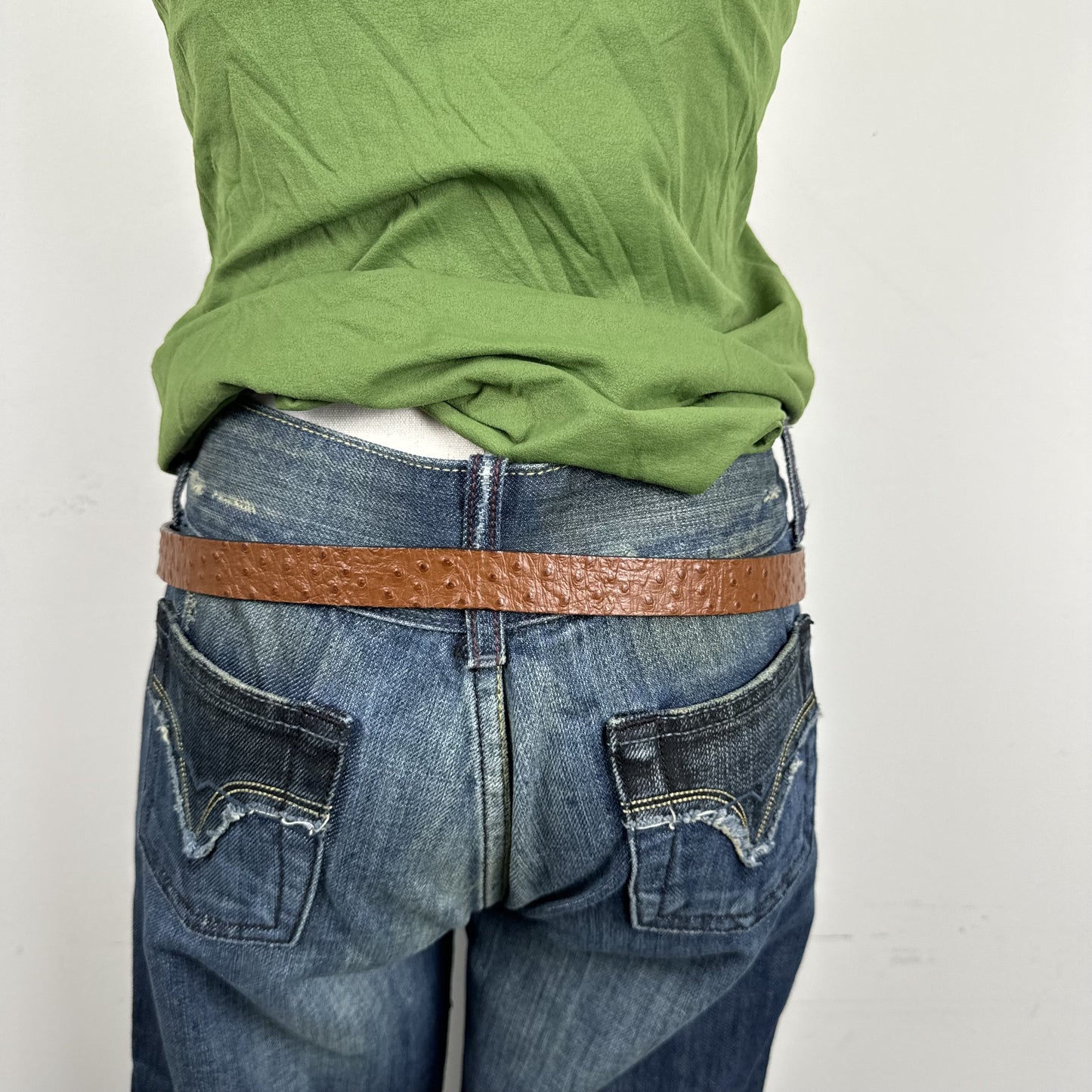 Brown Thin Leather Gold Buckle Belt – view 5