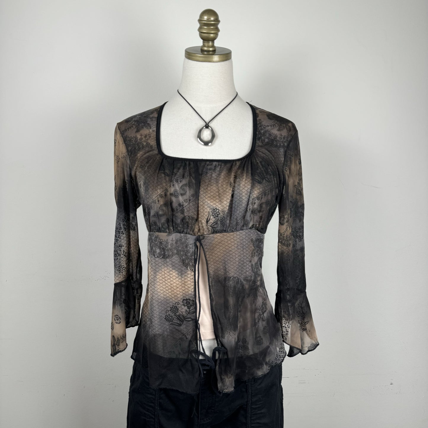 Vintage Brown and Purple Fairy Mesh Babydoll Top – view 1