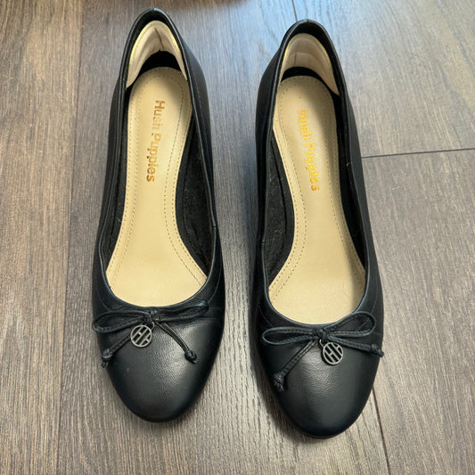 Hush Puppies Black Ballet Wedge Heels with Bow Detail (US W7-7.5)