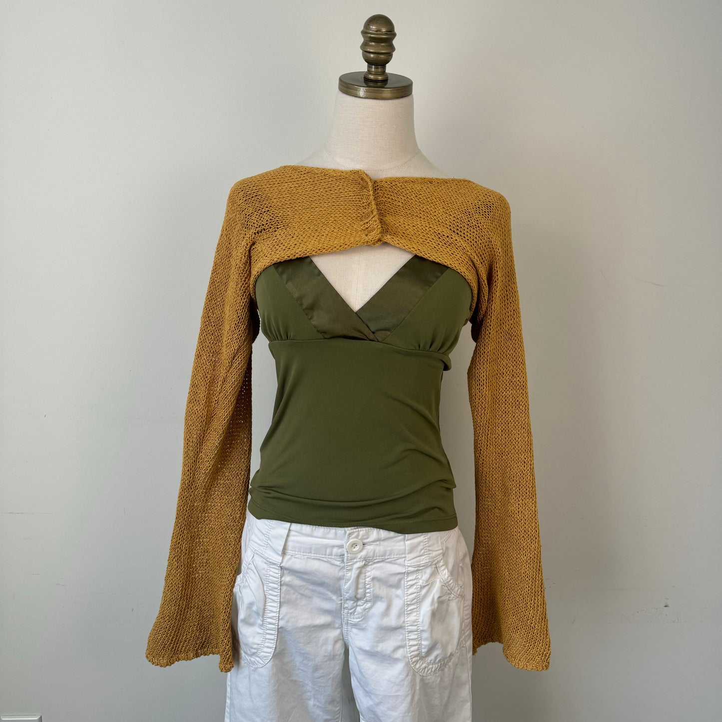 Yellow Knit Fairycore Bell Sleeve Bolero