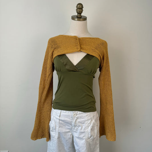 Yellow Knit Fairycore Bell Sleeve Bolero