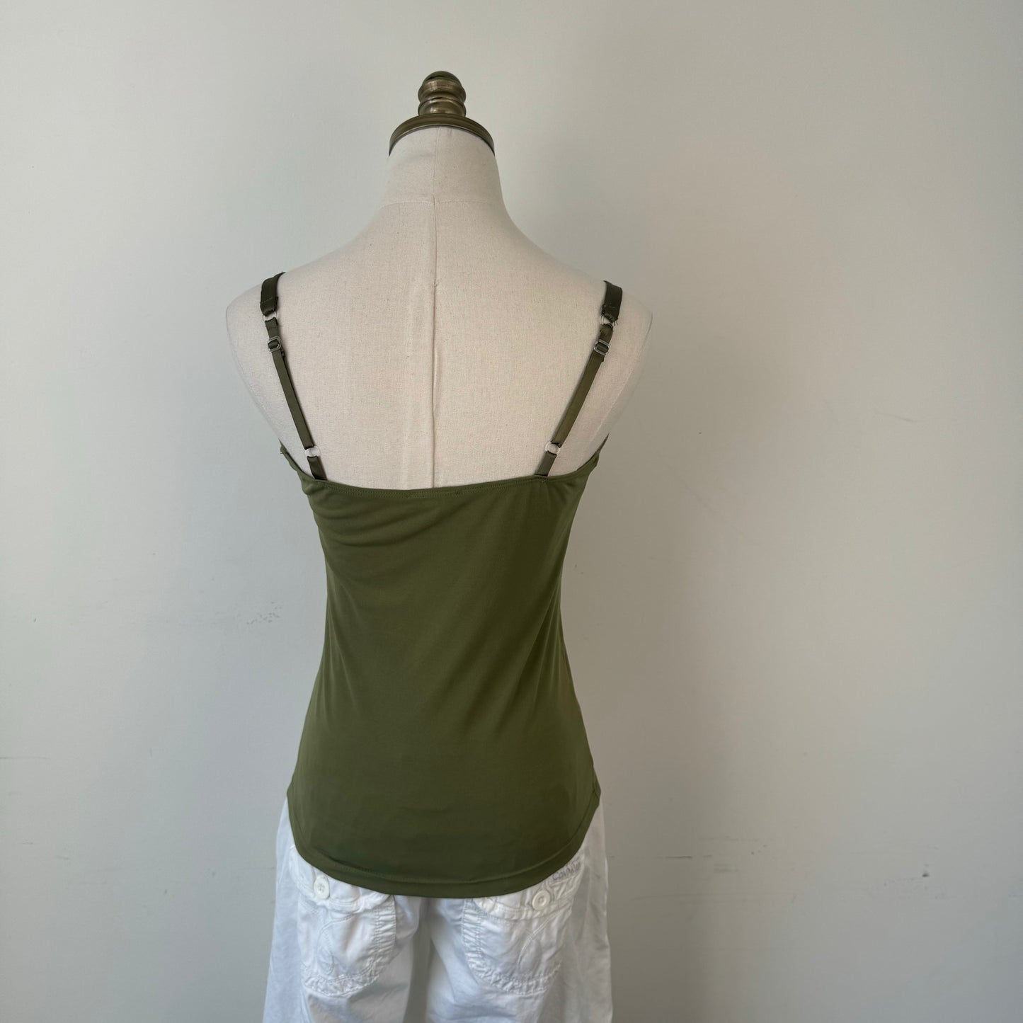 Vintage Olive Green Satin Trim Babydoll Cami