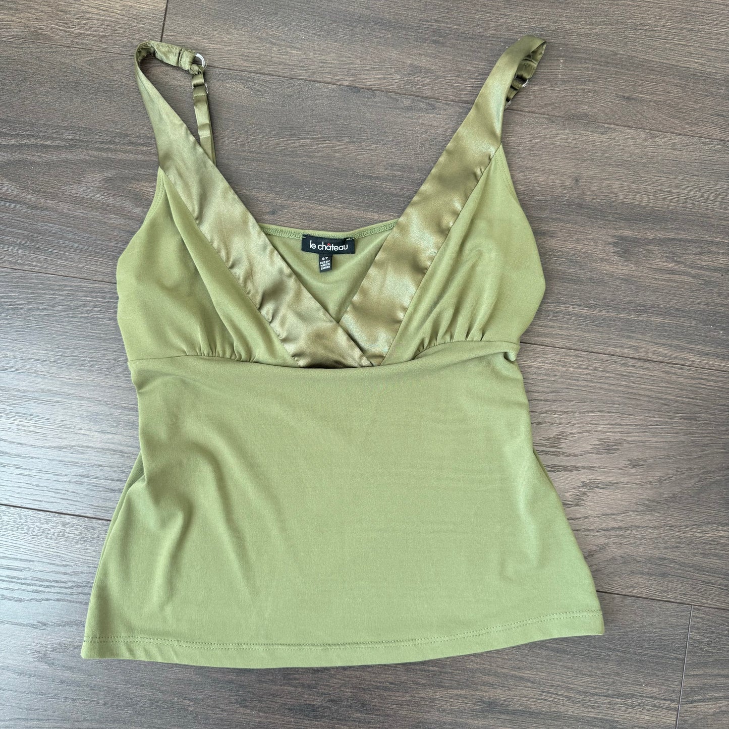 Vintage Olive Green Satin Trim Babydoll Cami