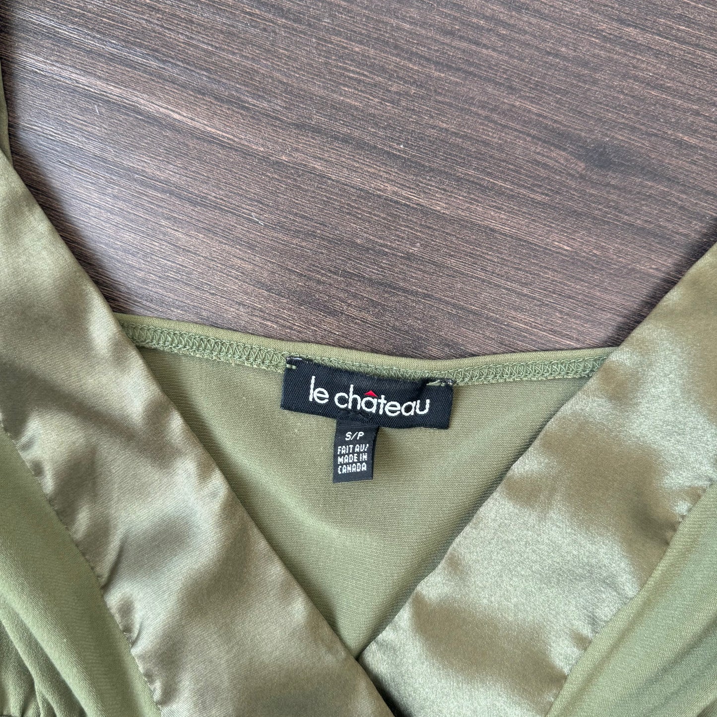 Vintage Olive Green Satin Trim Babydoll Cami