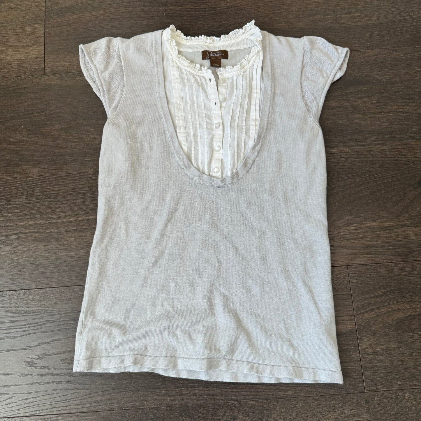 Vintage Ruffled High Neck Button Up Blouse