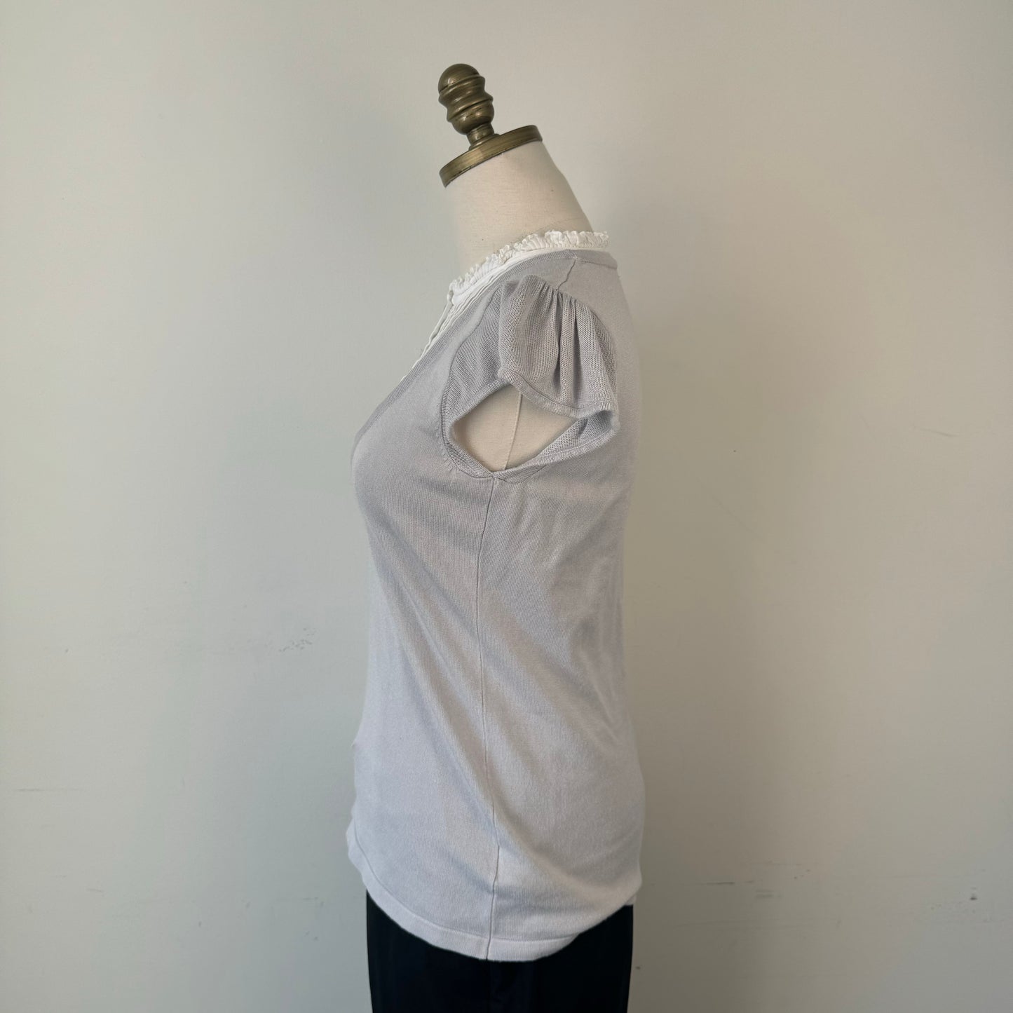 Vintage Ruffled High Neck Button Up Blouse
