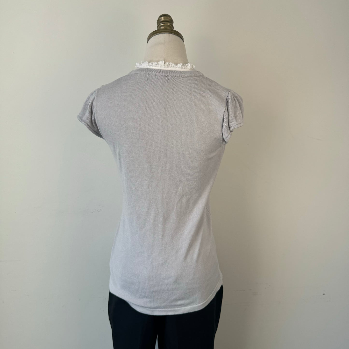 Vintage Ruffled High Neck Button Up Blouse