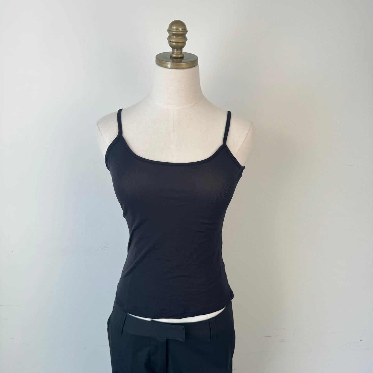 Vintage Black Semi Sheer Mesh Tank Top