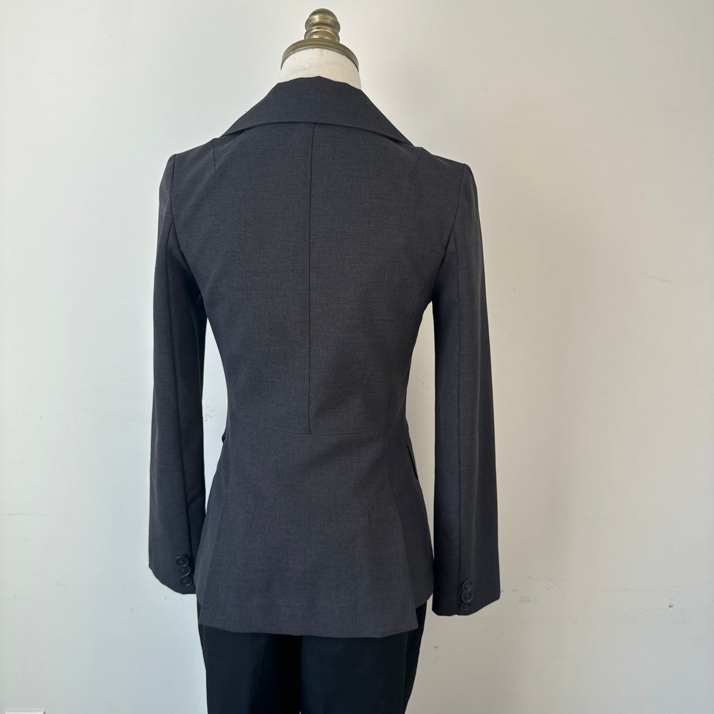 Vintage Dark Grey Fitted Cinched Waist Blazer