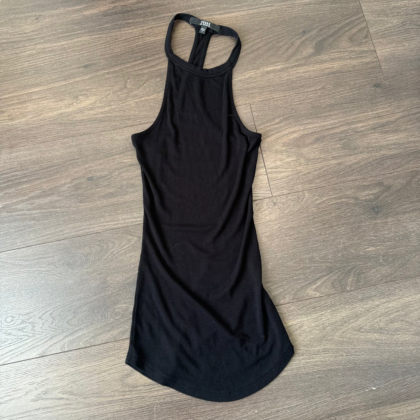 Guess Black High Neck Halter Racer Back Tank
