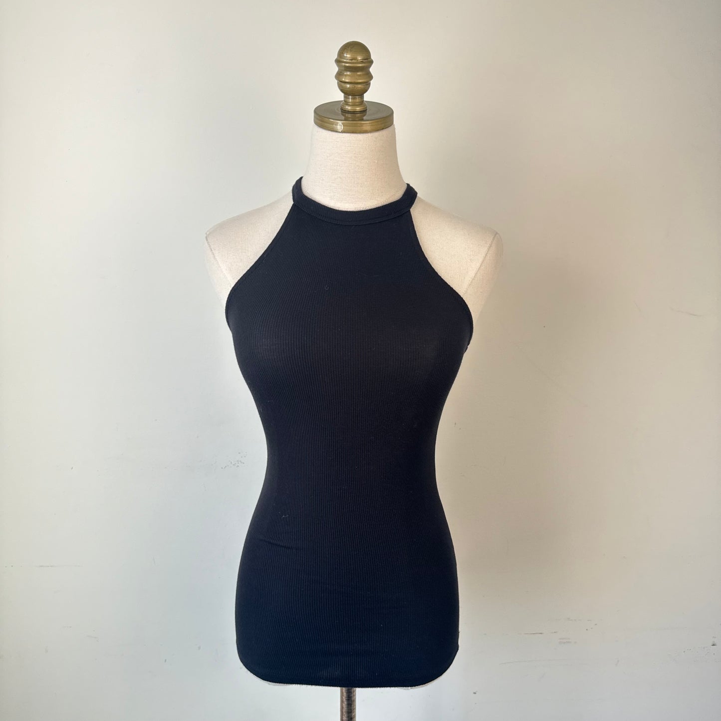 Guess Black High Neck Halter Racer Back Tank