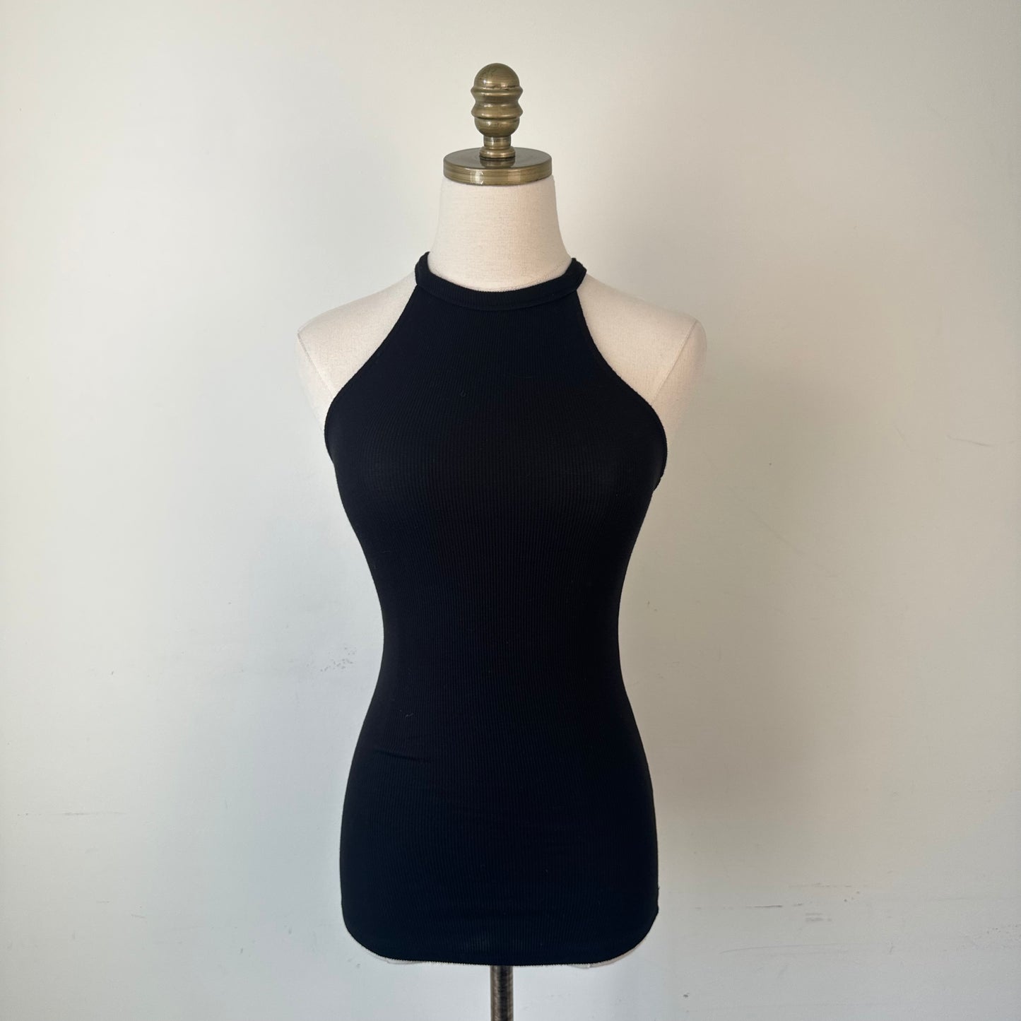 Guess Black High Neck Halter Racer Back Tank