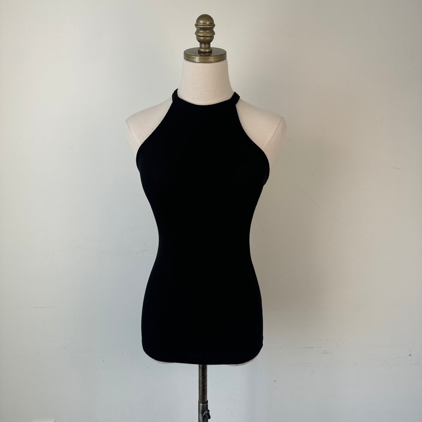 Guess Black High Neck Halter Racer Back Tank