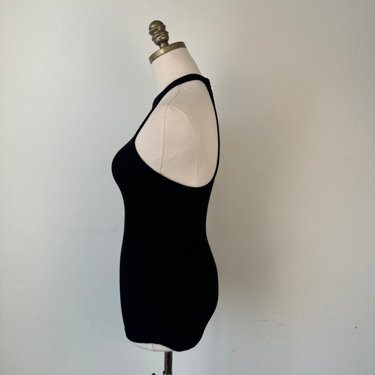 Guess Black High Neck Halter Racer Back Tank
