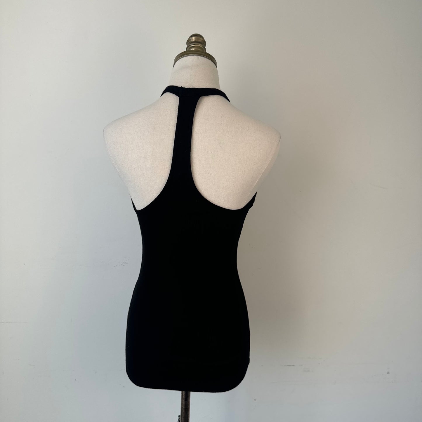 Guess Black High Neck Halter Racer Back Tank