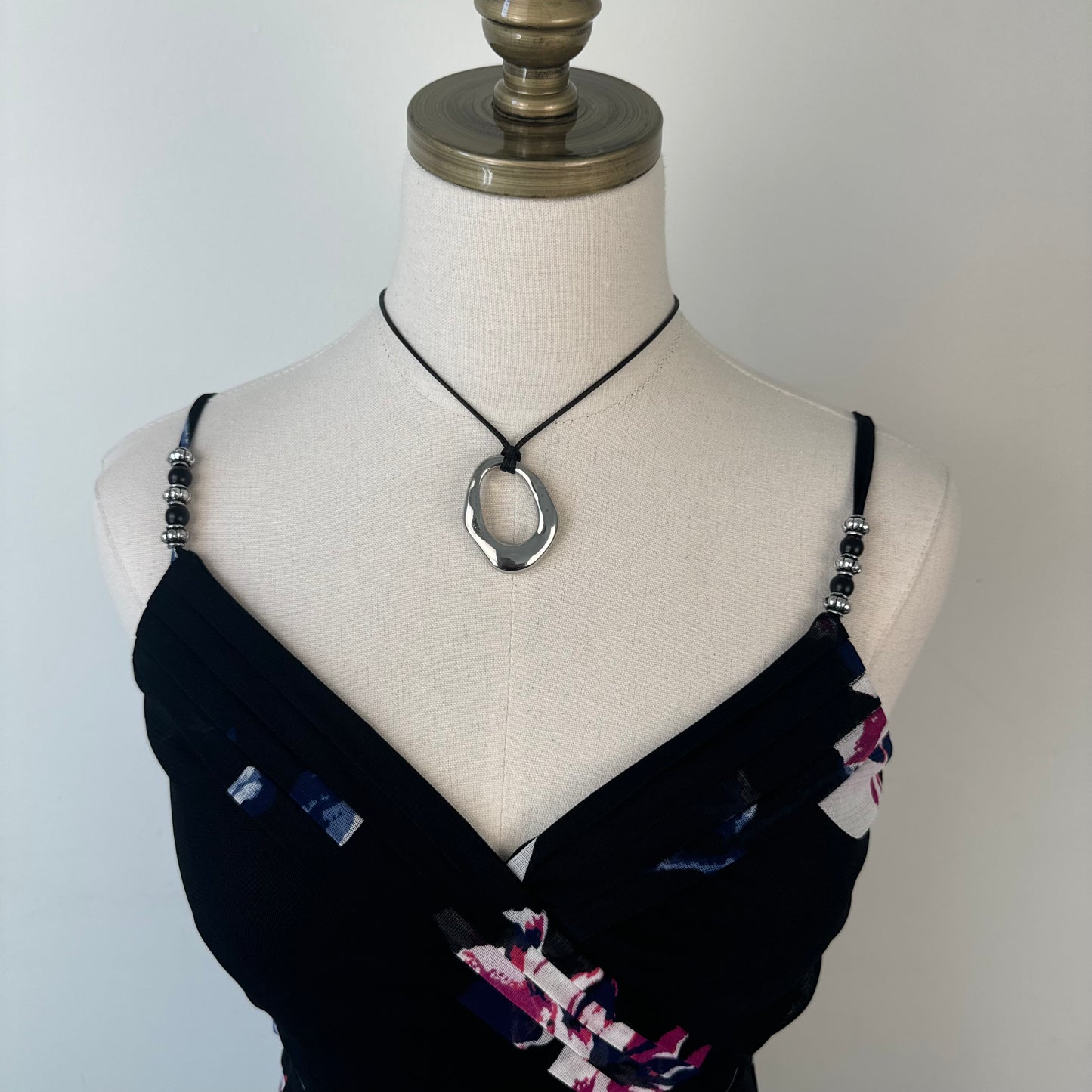 Black Mesh Floral Beaded Babydoll Cami Top