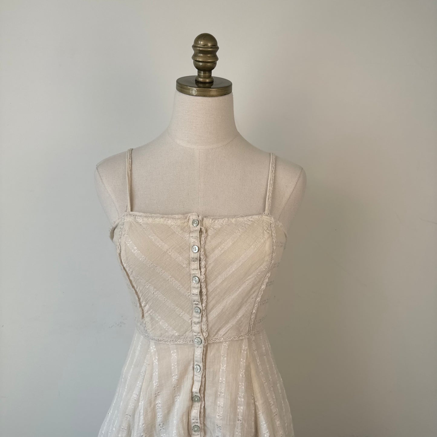 Cream Boho Button Up Babydoll Mini Dress