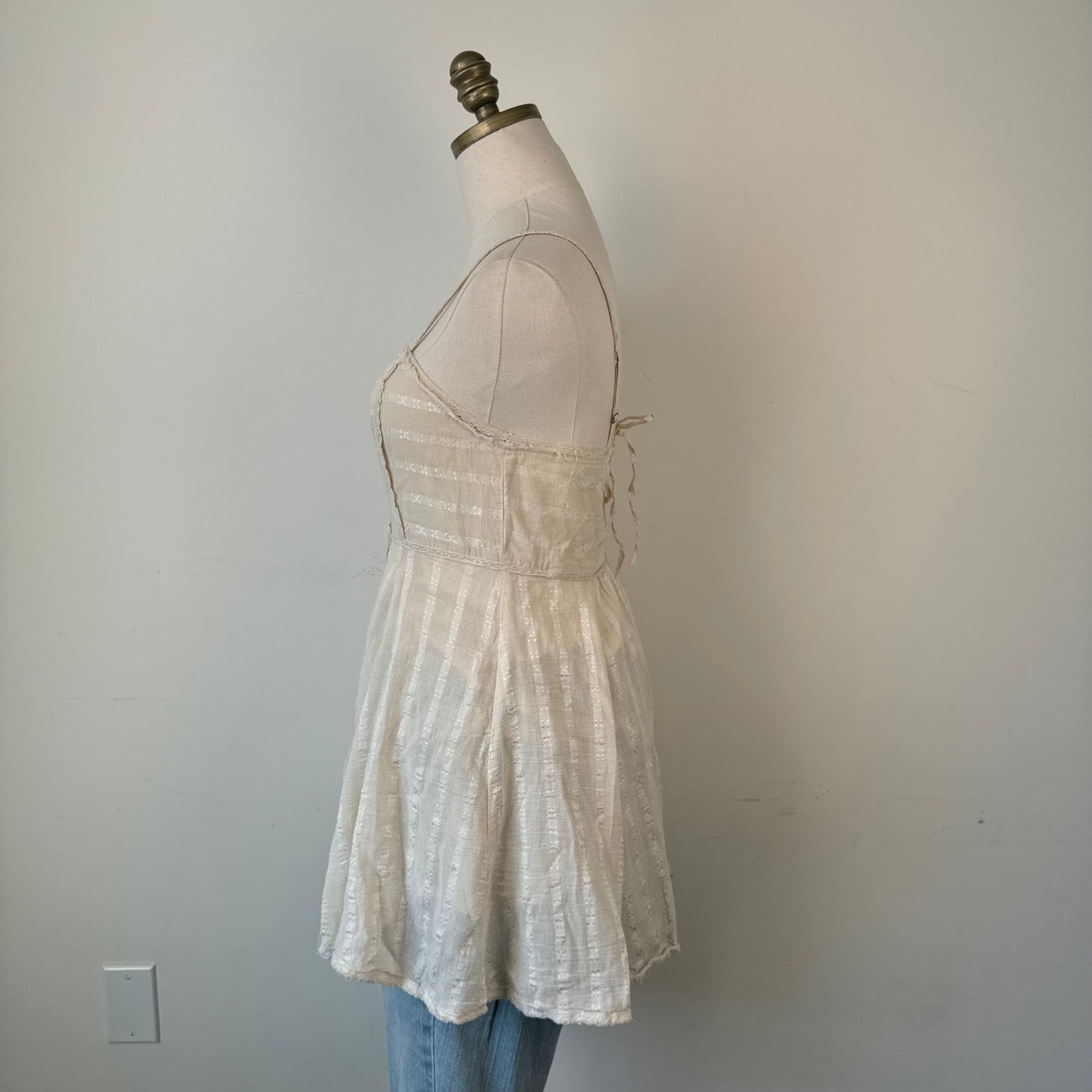 Cream Boho Button Up Babydoll Mini Dress