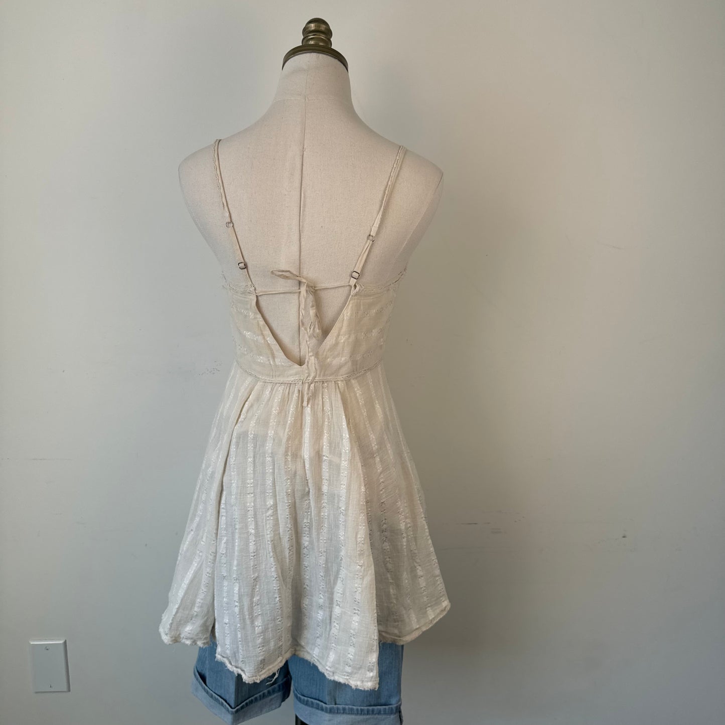 Cream Boho Button Up Babydoll Mini Dress