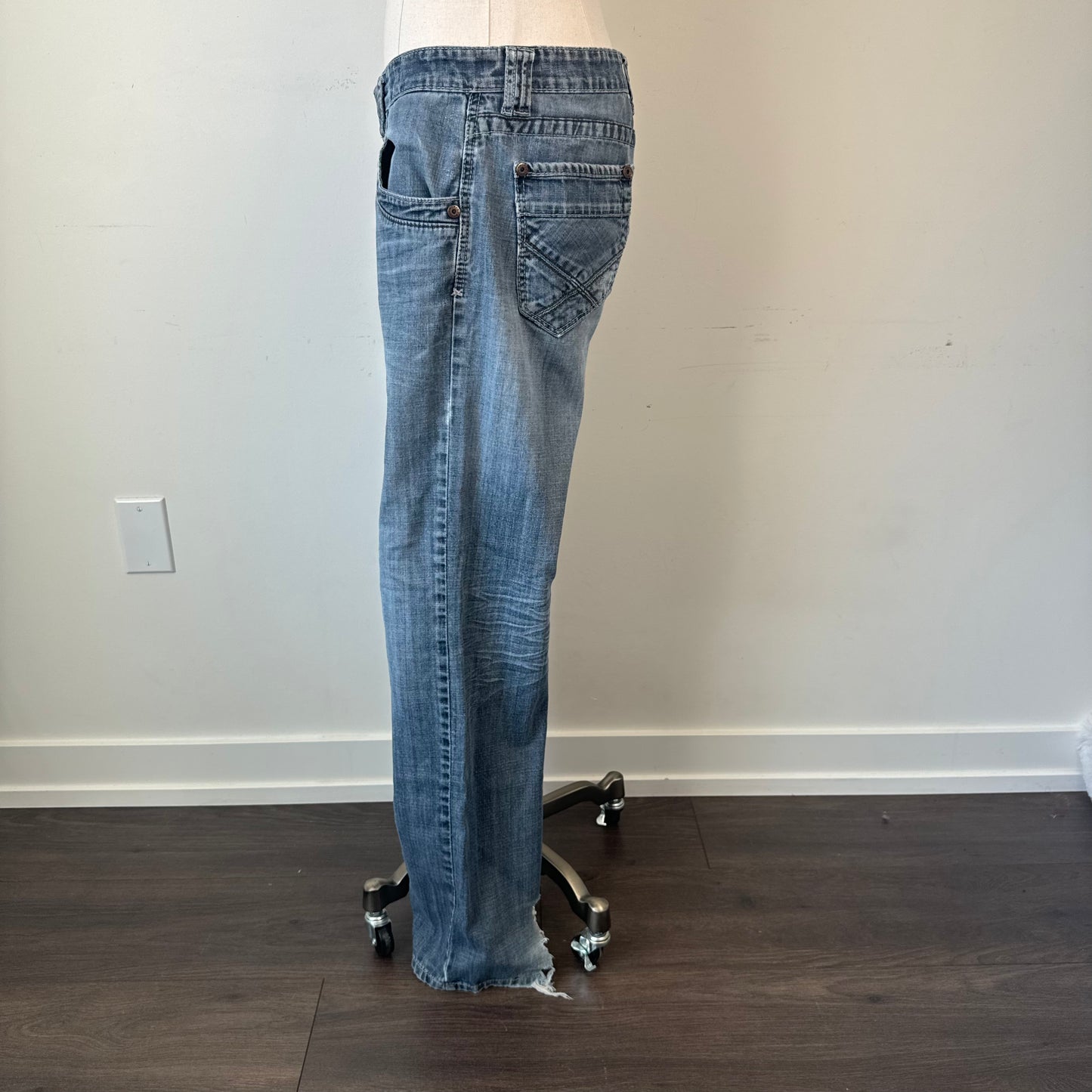 Faded Light Wash Rock Star Low Rise Straight Leg Jeans