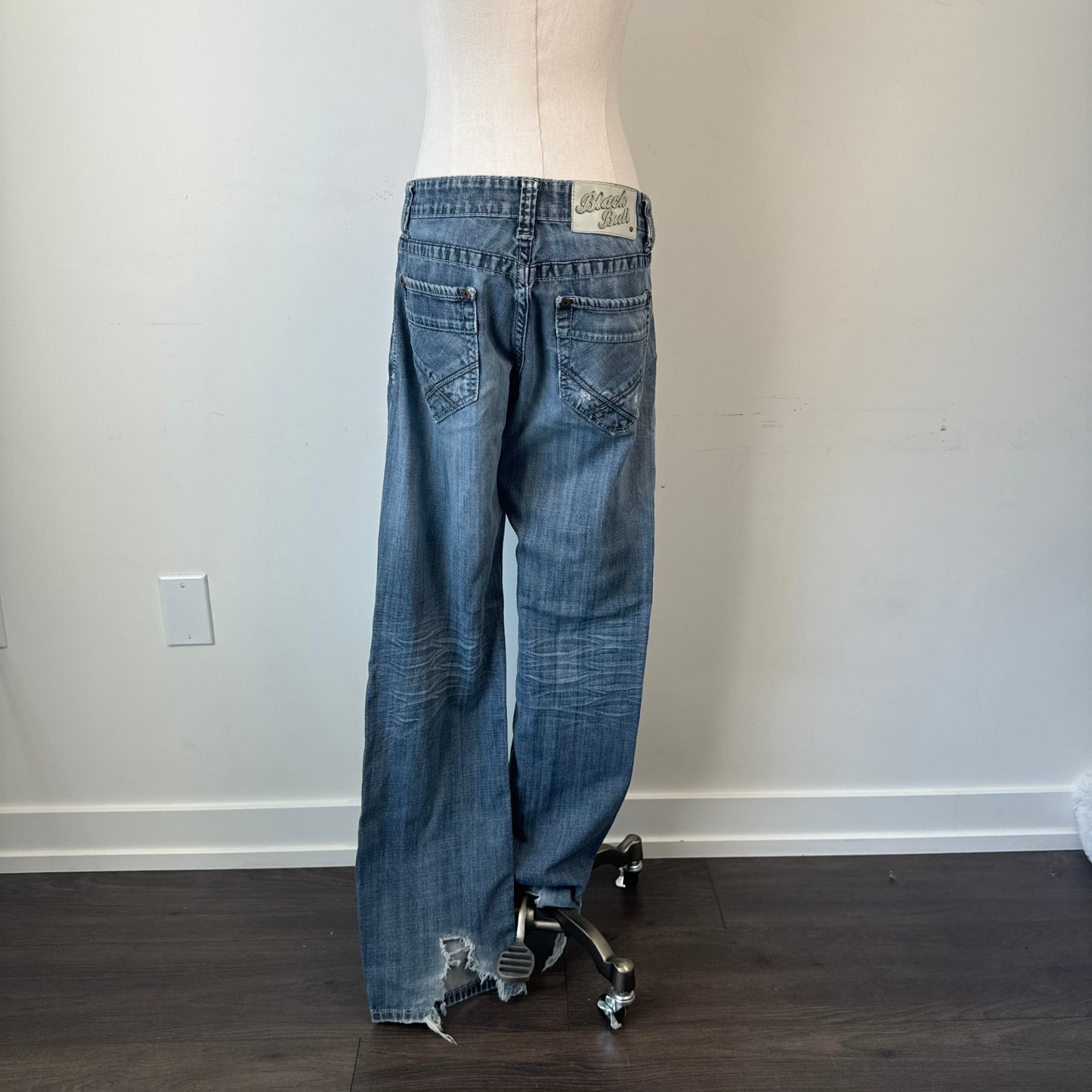 Faded Light Wash Rock Star Low Rise Straight Leg Jeans