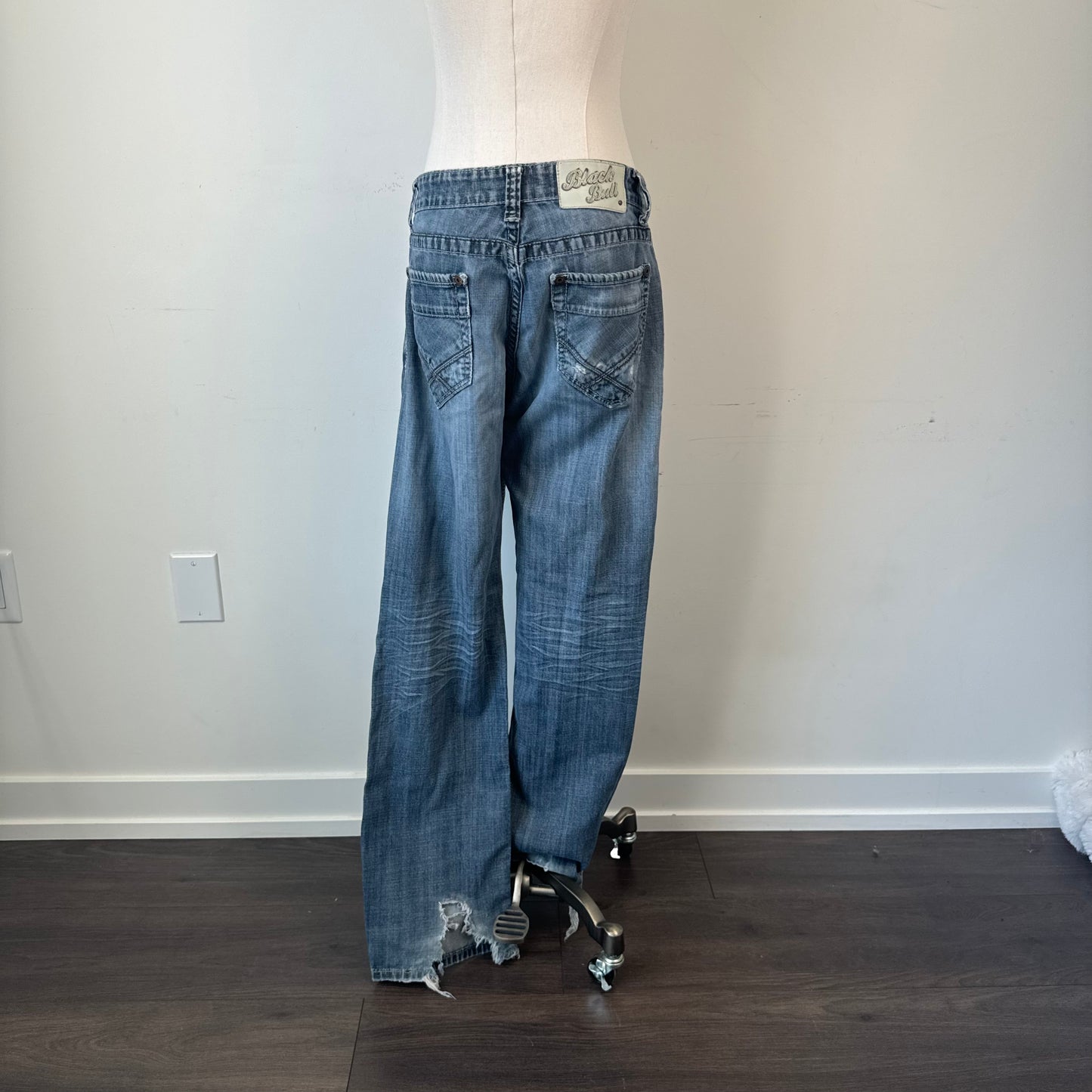 Faded Light Wash Rock Star Low Rise Straight Leg Jeans